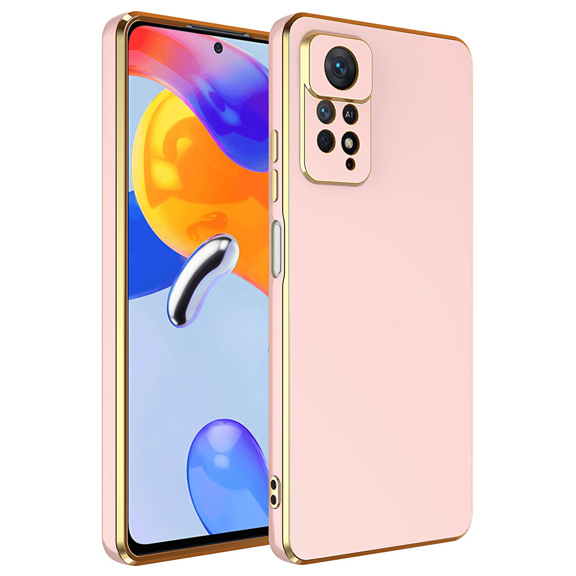 Xiaomi Redmi Note 12 Pro 4G Kılıf Zore Bark Kapak-Rose Gold
