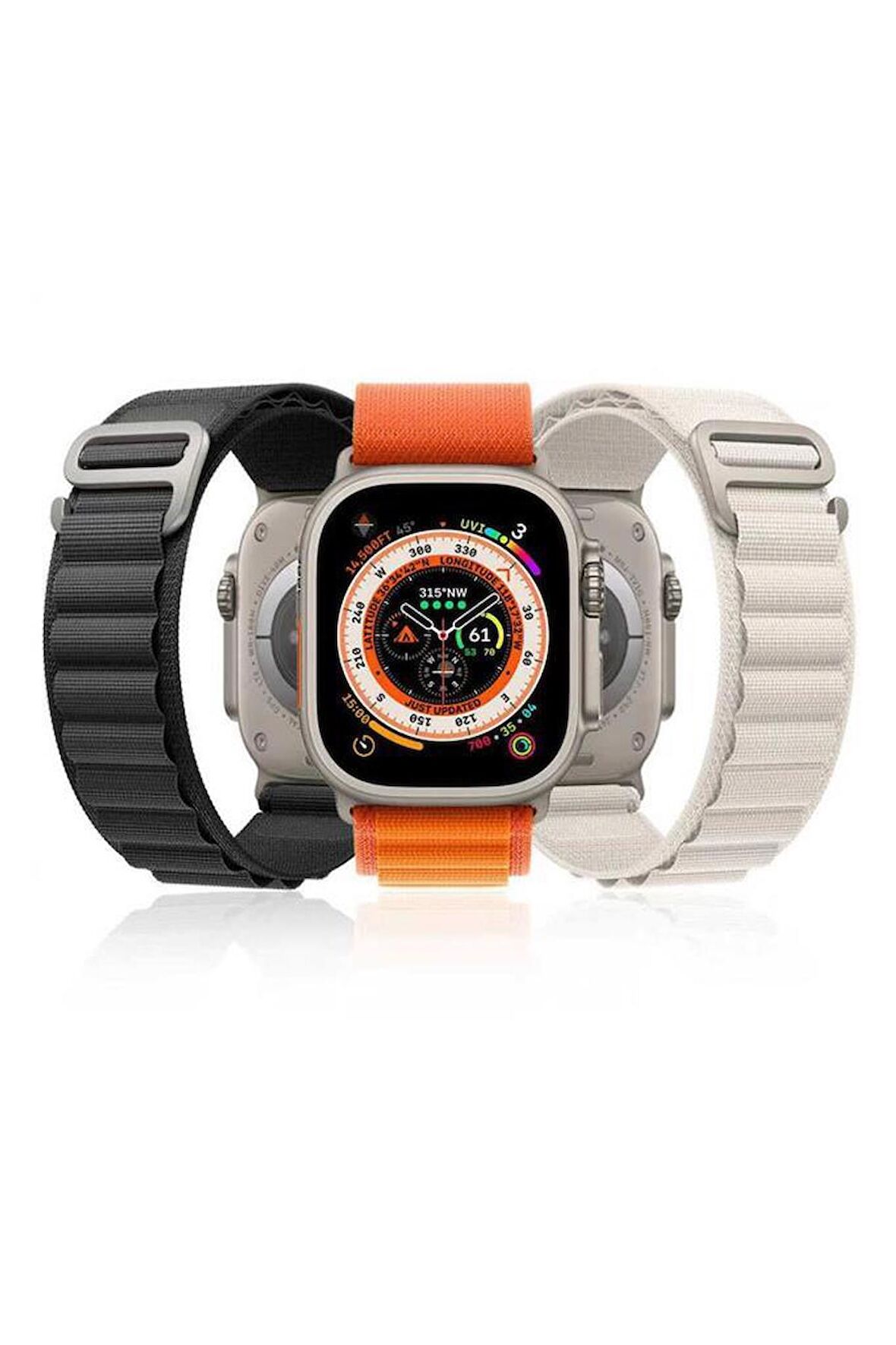 Apple Watch Uyumlu 7 45mm Renkli ​​​​KRD-74 Hasır Tokalı Kordon 