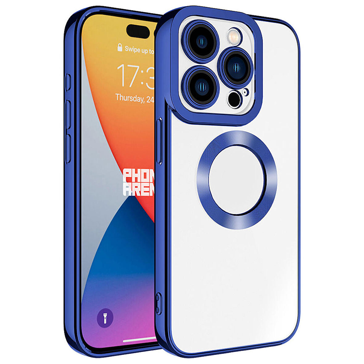 iPhone 15 Pro Max Uyumlu Kamera Korumalı Logo Gösteren Zore Omega Kapak-Midnight