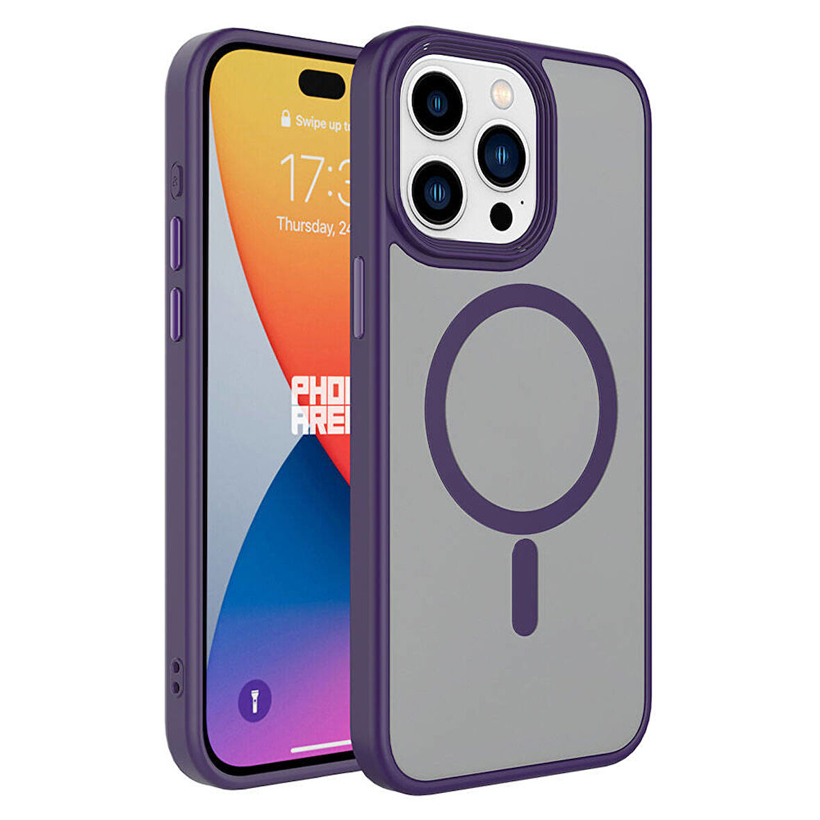 iPhone 15 Pro Max Uyumlu Mat Arka Yüzey Wireless Şarj Özellikli Zore Flet Magsafe Kılıf-Derin