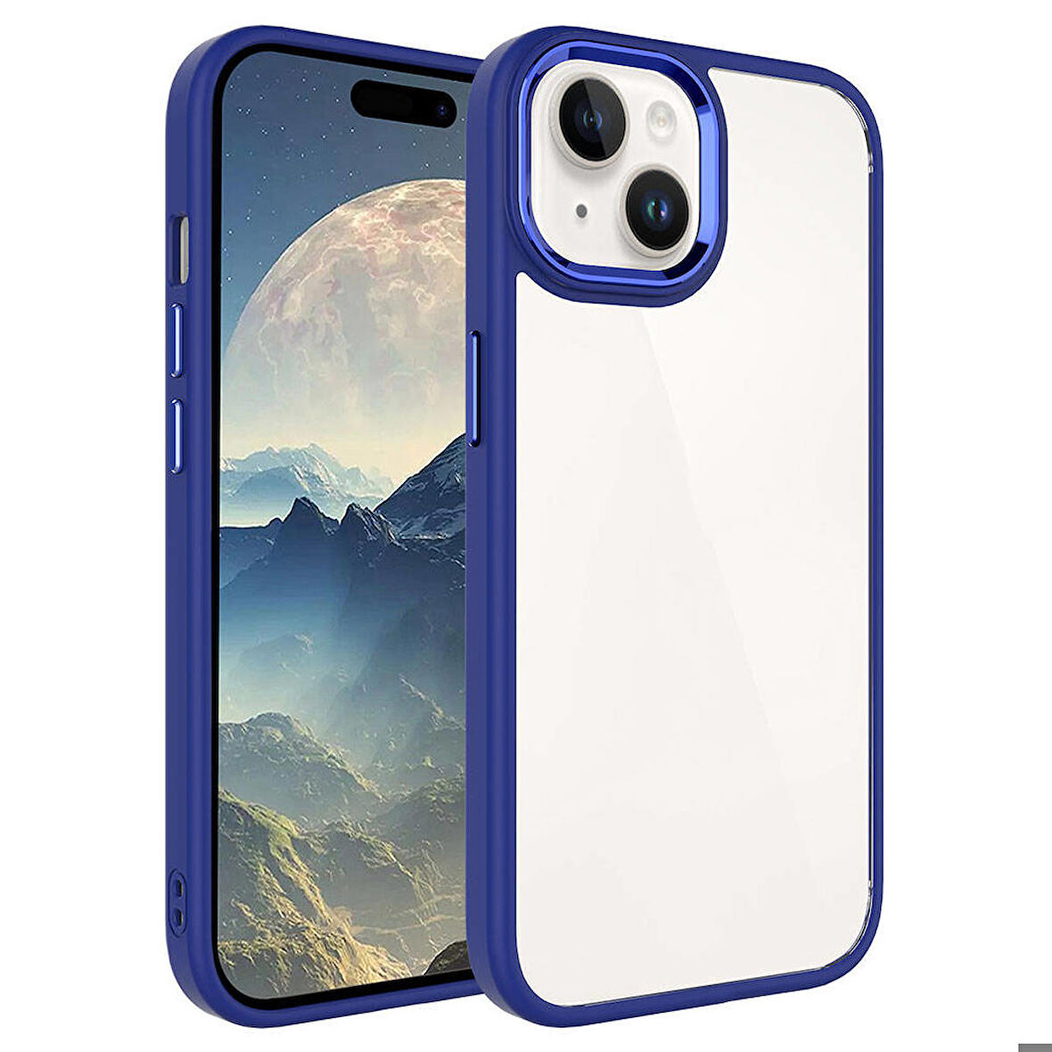 iPhone 15 Uyumlu Zore Krom Kapak-Lacivert