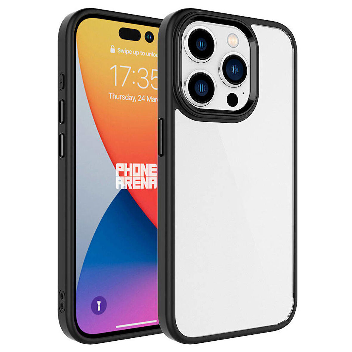 iPhone 15 Pro Uyumlu Zore Krom Kapak-Siyah