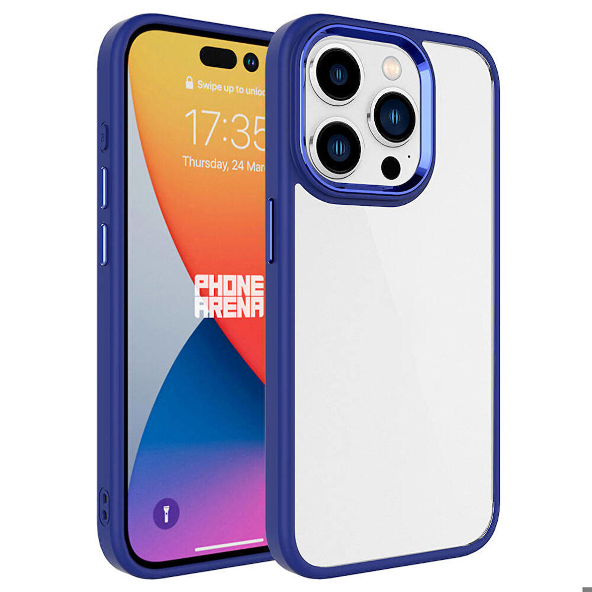 iPhone 15 Pro Uyumlu Zore Krom Kapak-Lacivert