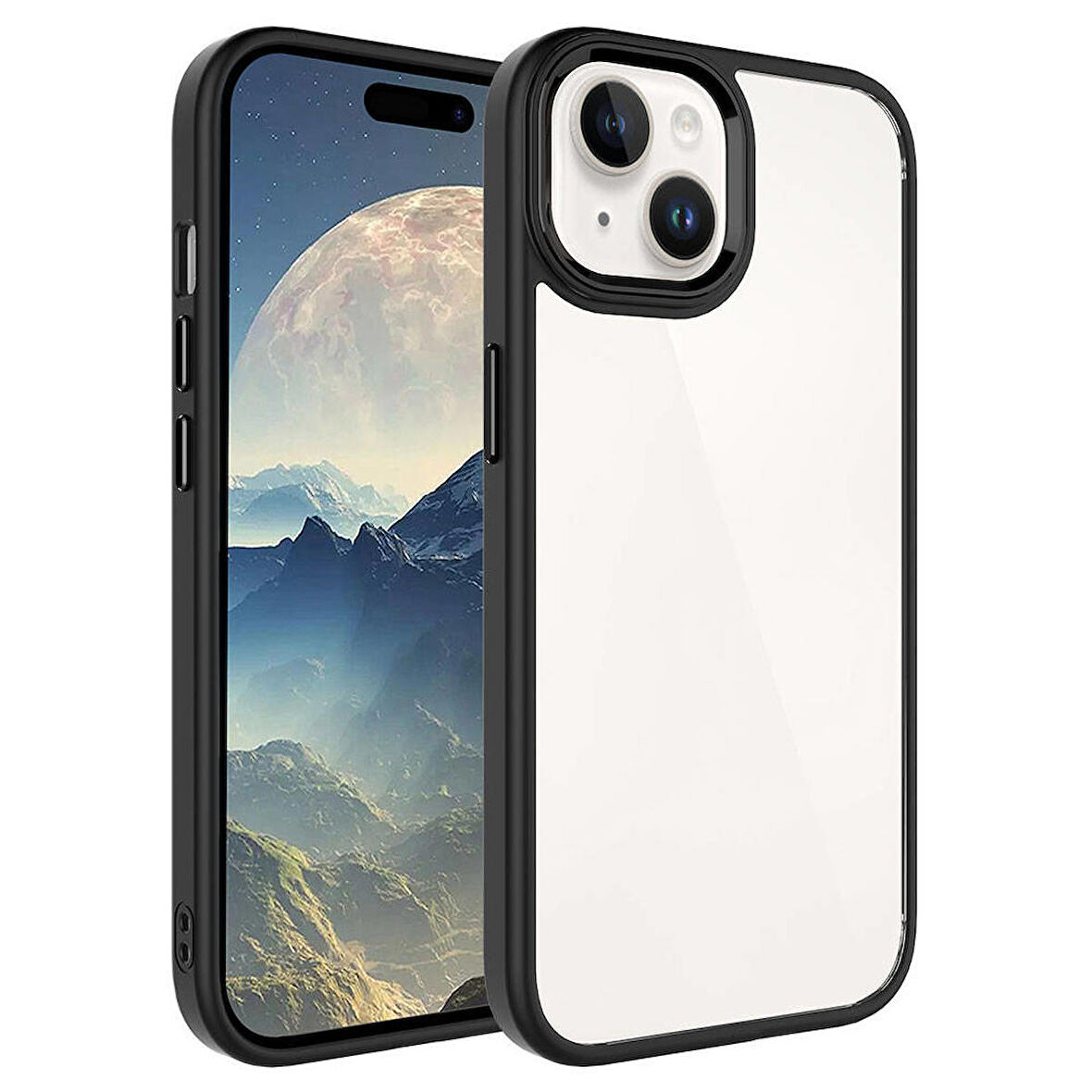iPhone 15 Plus Uyumlu Zore Krom Kapak-Siyah