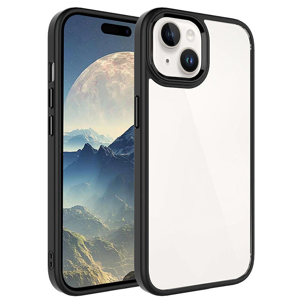 iPhone 15 Plus Uyumlu Zore Krom Kılıf-Siyah