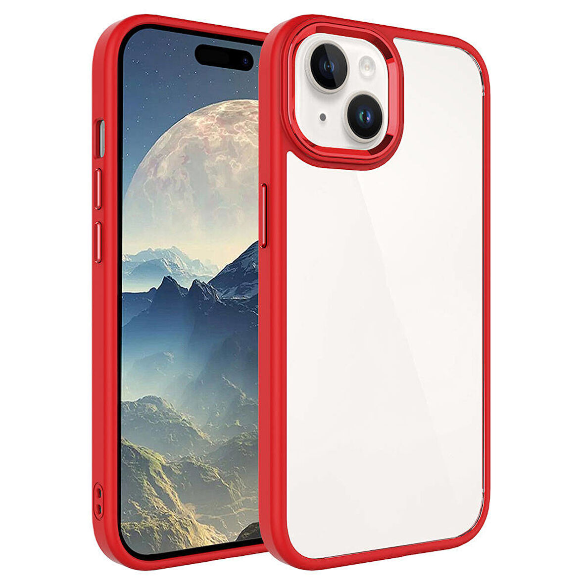 iPhone 15 Plus Uyumlu Zore Krom Kılıf-Kırmızı