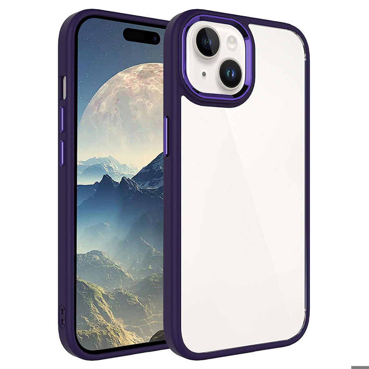 iPhone 15 Plus Uyumlu Zore Krom Kapak-Derin Mor