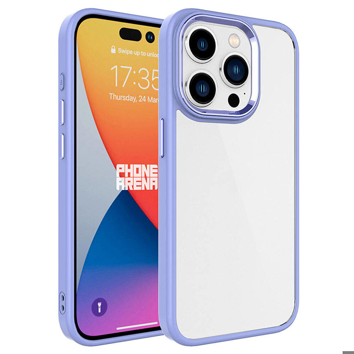 iPhone 15 Pro Max Uyumlu Zore Krom Kapak-Lila