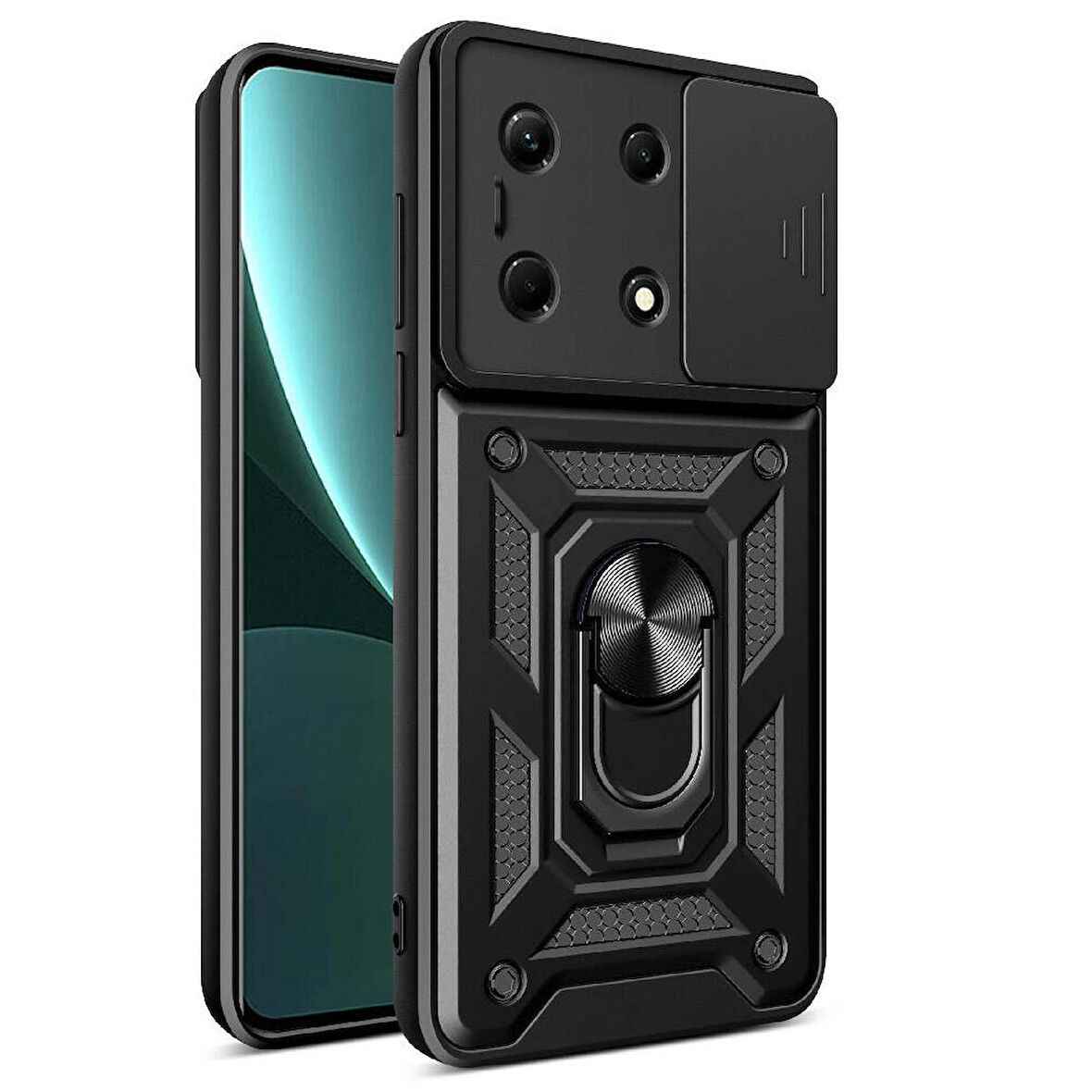 İnfinix Note 30 Pro Kılıf Magnetik Standlı Kamera Korumalı Zore Sürgülü Vega Kapak