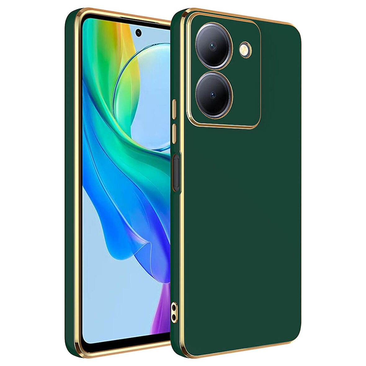 Vivo Y36 4G Kılıf Zore Bark Kapak-Koyu Yeşil