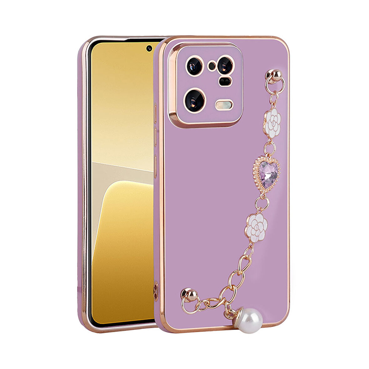 Xiaomi Mi 13 Pro Kılıf El Tutamaçlı Kamera Korumalı Zore Taka Silikon Kapak-Mor