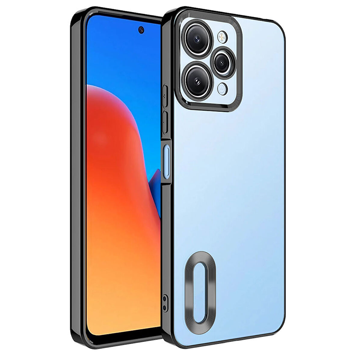 Xiaomi Redmi 12 Kılıf Kamera Korumalı Logo Gösteren Omega Kapak