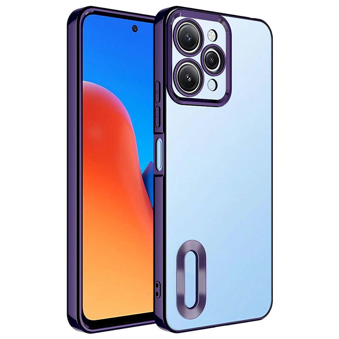 Xiaomi Redmi 12 Kılıf Kamera Korumalı Logo Gösteren Omega Kapak