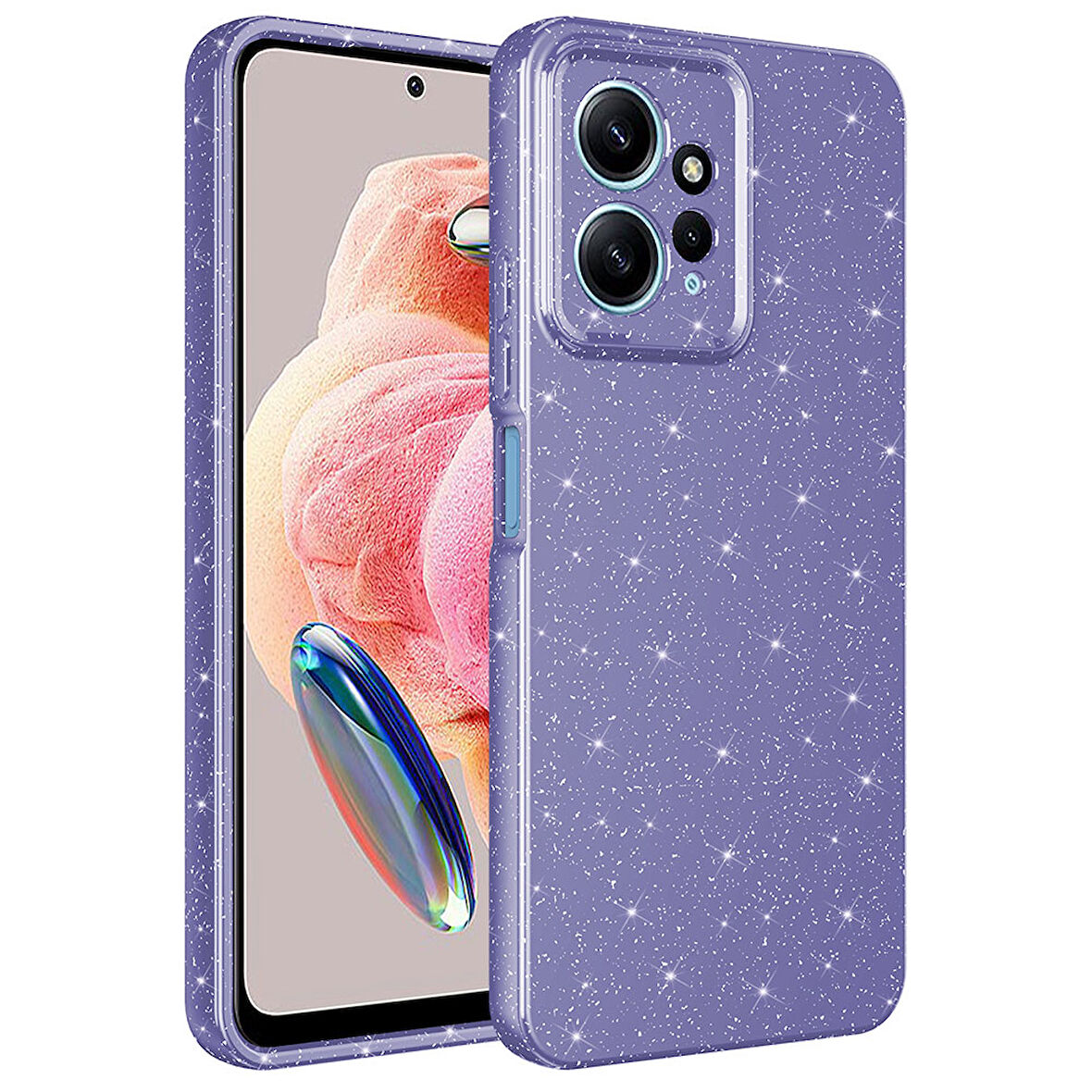 Xiaomi Redmi Note 12 4G Kılıf Kamera Korumalı Simli Lüks Zore Koton Kapak-Mor
