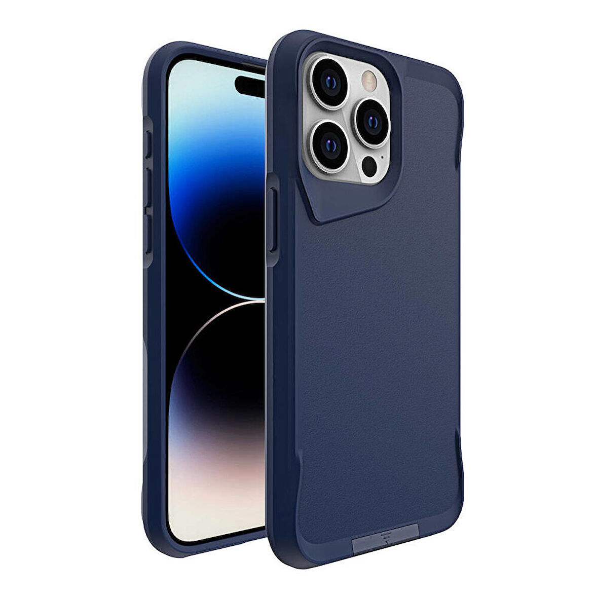 iPhone 15 Pro Uyumlu Zore Airbag Kenarlı T-Max Mat Standlı Kapak-Lacivert