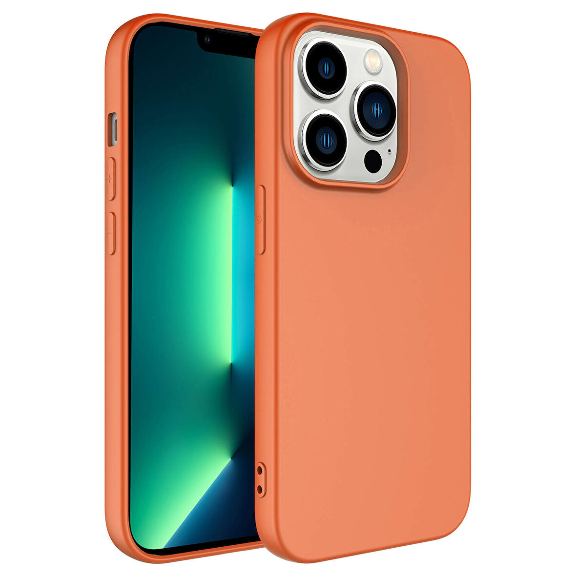 iPhone 14 Pro Uyumlu Zore Kamera Korumalı Mara Lansman Kılıf-Turuncu