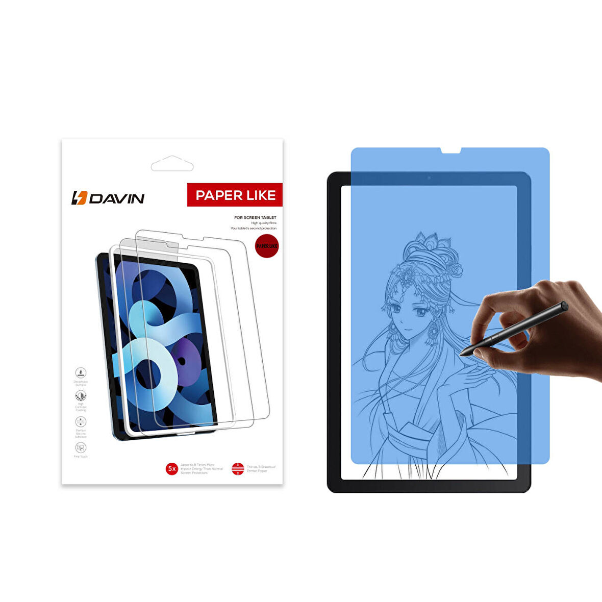 Lenovo Tab M9 Kağıt Hisli Mat Uyumlu Davin Paper Like Tablet Ekran Koruyucu-Renksiz