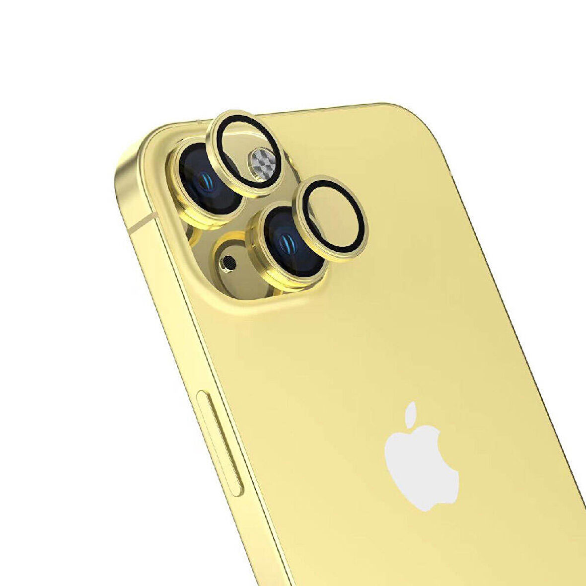 iPhone 15 Uyumlu Zore CL-15 Parmak İzi Bırakmayan Anti-RefCLOive Kamera Koruyucu-Sarı