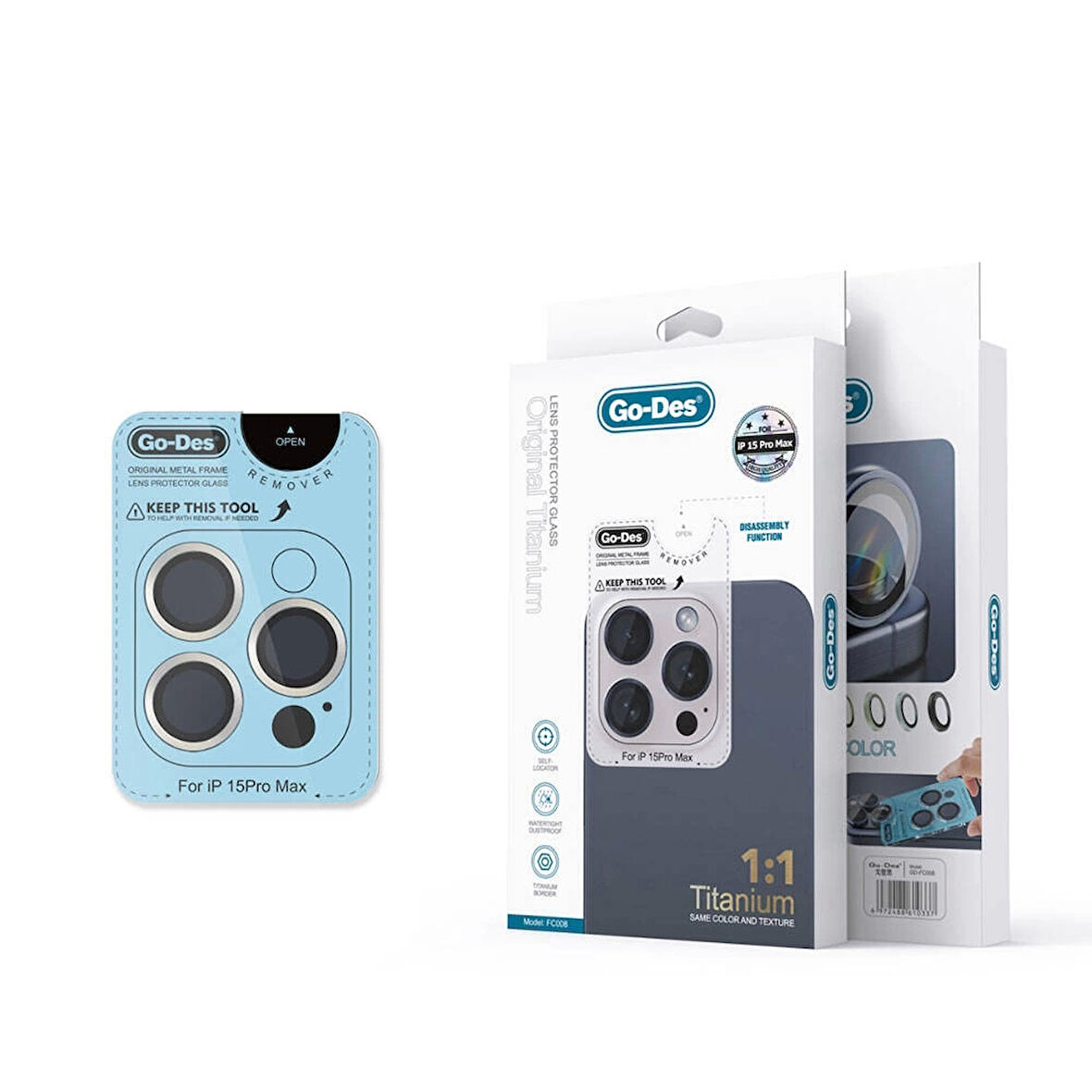 Apple İphone 15 Pro Max Lopard Titanium Premium Temperli Kamera Lens Koruyucu