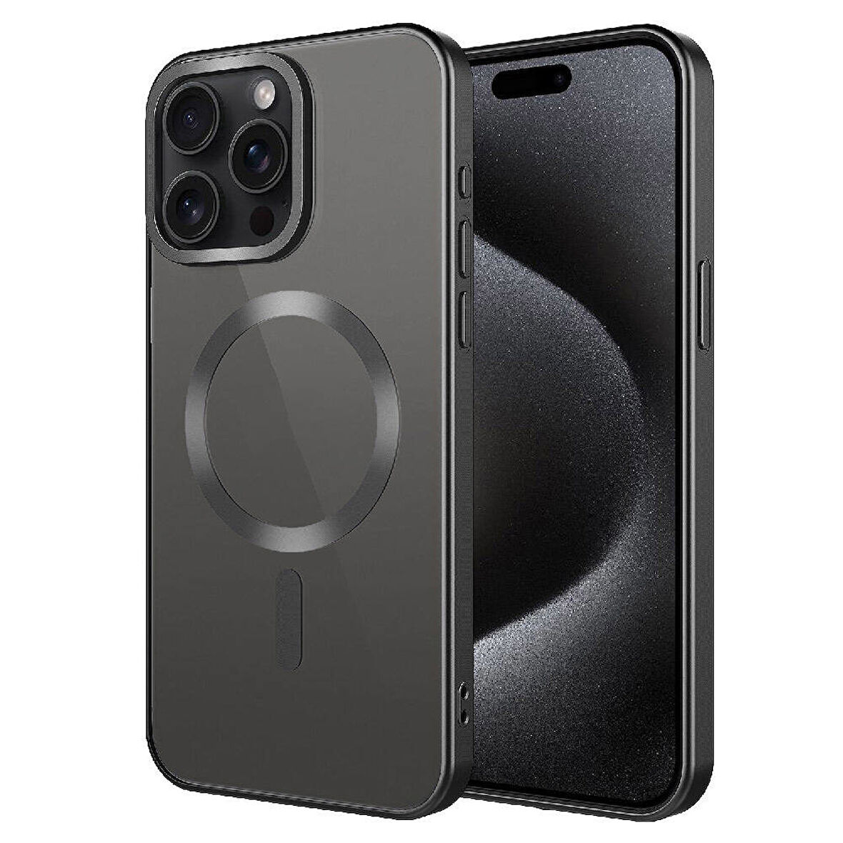 iPhone 15 Pro Max Uyumlu Mat Tasarımlı Magsafe Wireless Şarj Özellikli Zore Mat Setro Kılıf-Si