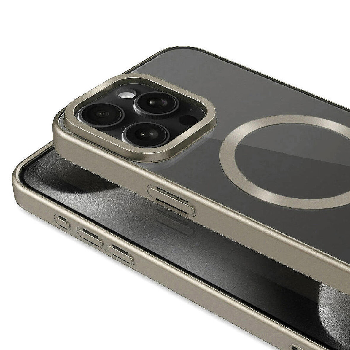 iPhone 15 Pro Max Uyumlu Mat Tasarımlı Magsafe Wireless Şarj Özellikli Zore Mat Setro Kapak-Ti