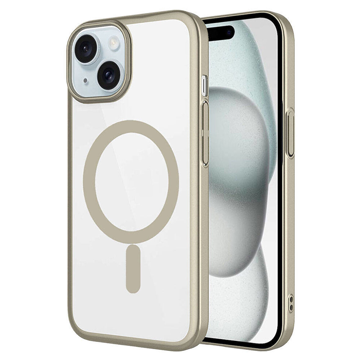 iPhone 15 Plus Uyumlu Wireless Şarj Özellikli Sert PC Zore Mat Riksos Magsafe Kılıf-Sarı