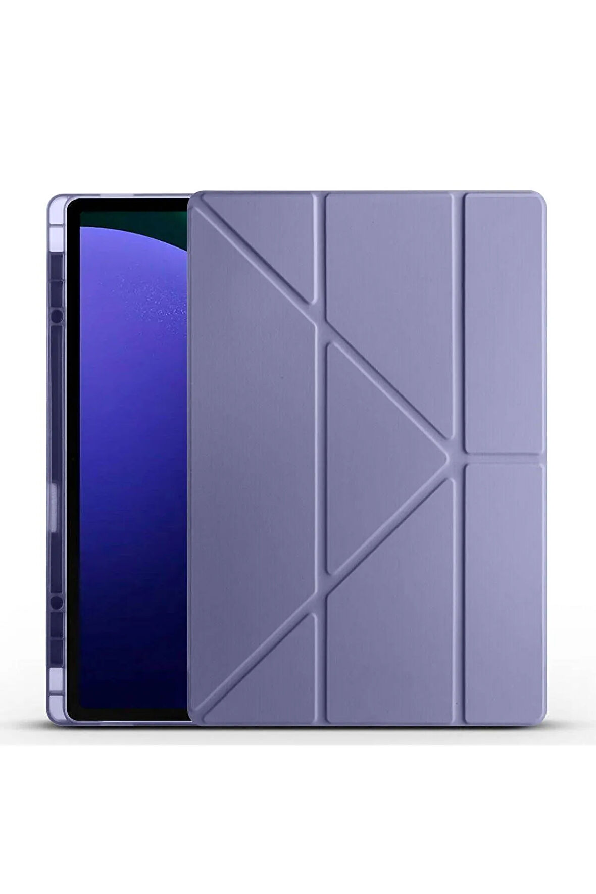 Galaxy Tab S9 Ultra Kılıf Tri Folding Kalem Bölmeli Standlı Kılıf-lacivert