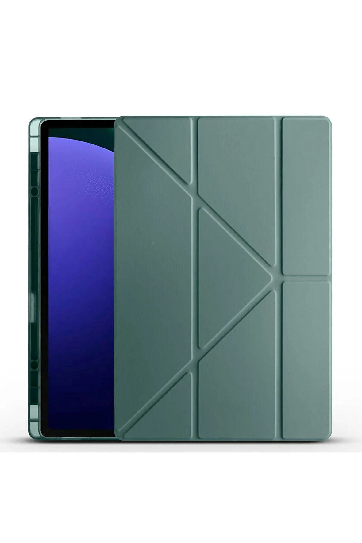 Galaxy Tab S9 Ultra Kılıf Tri Folding Kalem Bölmeli Standlı Kılıf-lacivert