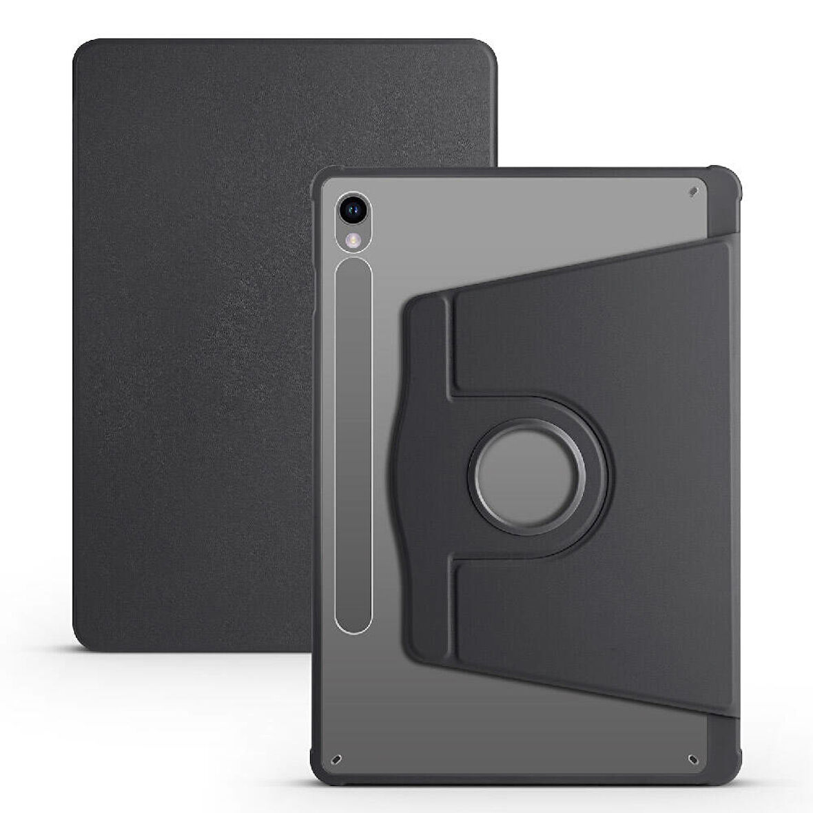 Galaxy Tab S9 Kılıf ​ALT Termik Kalem Bölmeli Dönebilen Standlı Kılıf - Siyah