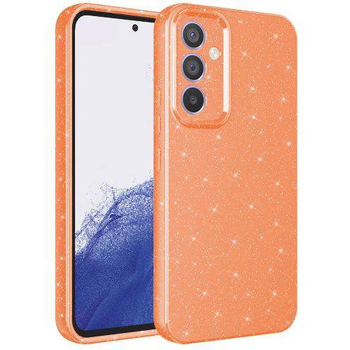 Galaxy A24 Uyumlu Kamera Korumalı Simli Lüks Zore Koton Kapak-Turuncu