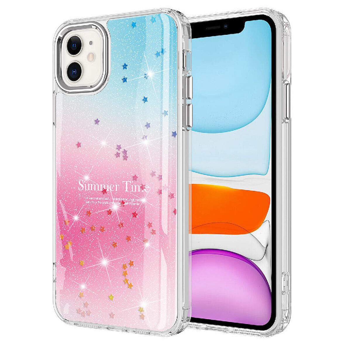 iPhone 11 Uyumlu Simli Desenli Parlak Zore Task Kılıf-Pembe