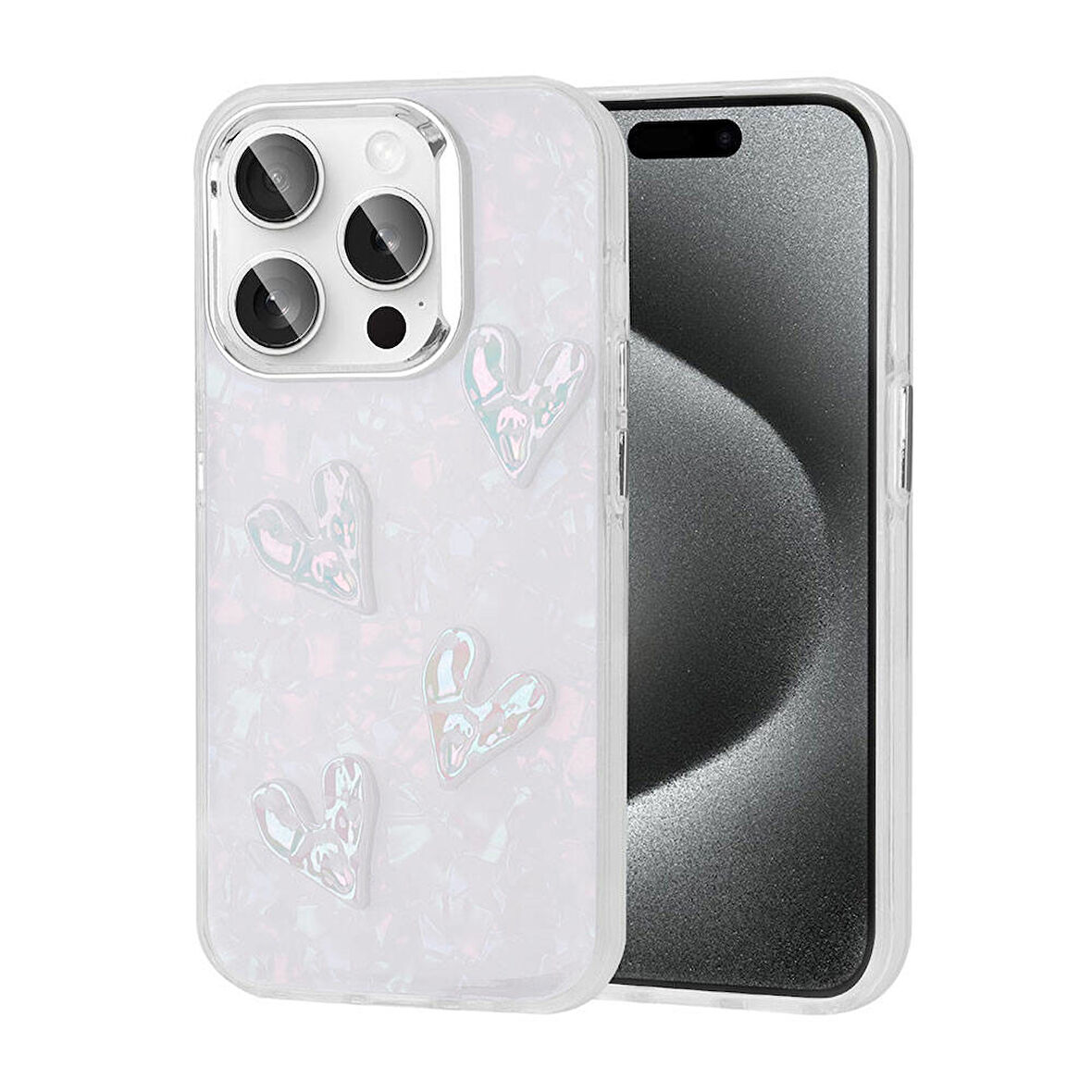 iPhone 15 Pro Max Uyumlu Kabartma Figürlü Parlak Zore Eralli Silikon Kılıf