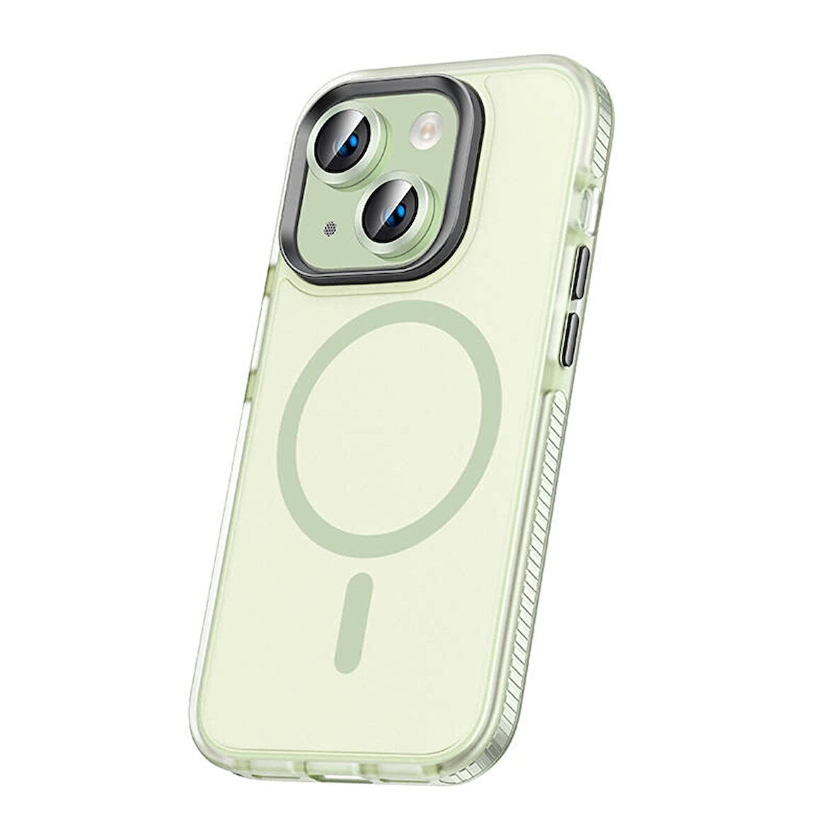 Apple iPhone 15 Kılıf Airbagli M-safe Wireless Şarj Özellikli Lens Koruyuculu Zore Klaptika Kapak