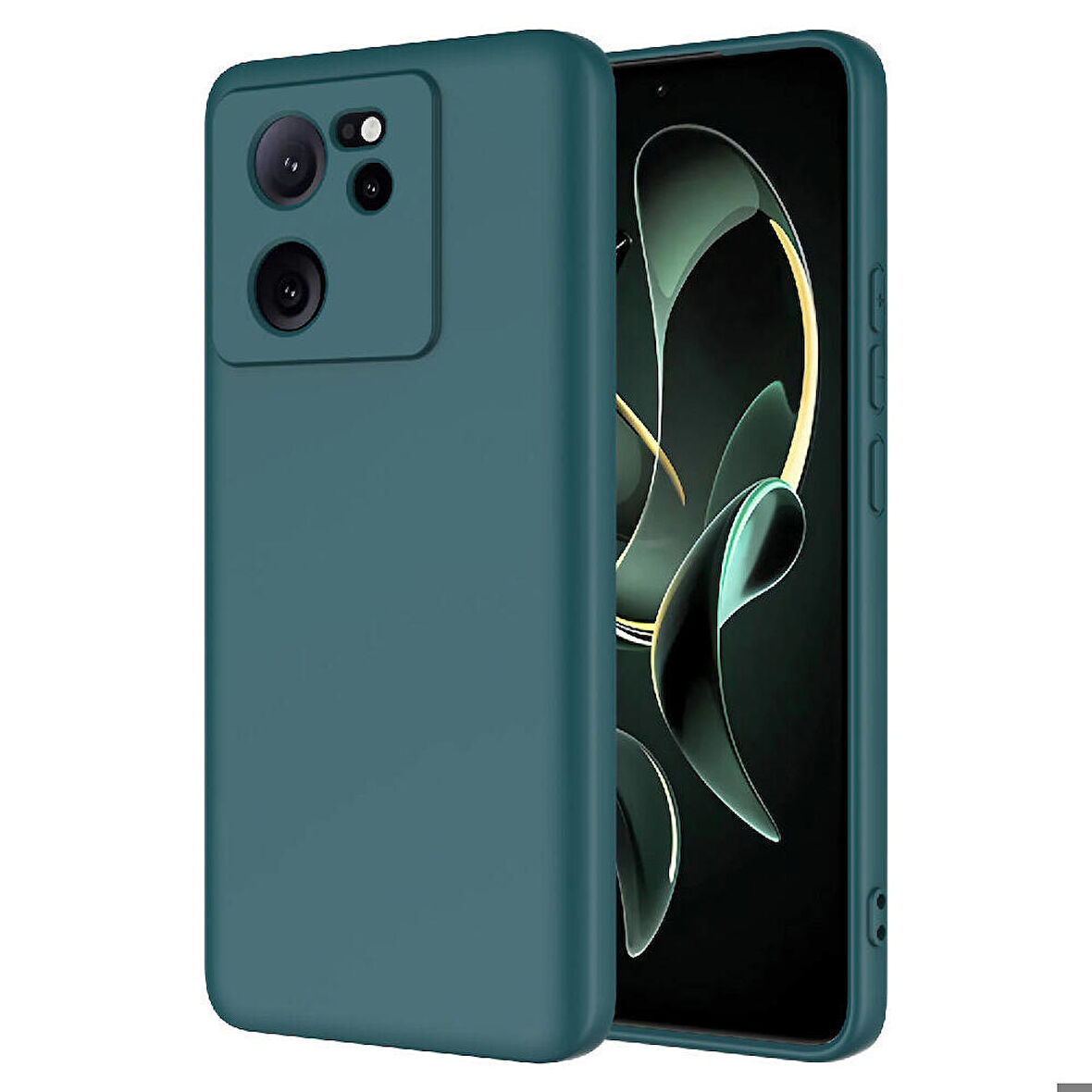 Xiaomi Mi 13T Uyumlu Zore Zore Mara Lansman Kapak-Koyu Yeşil