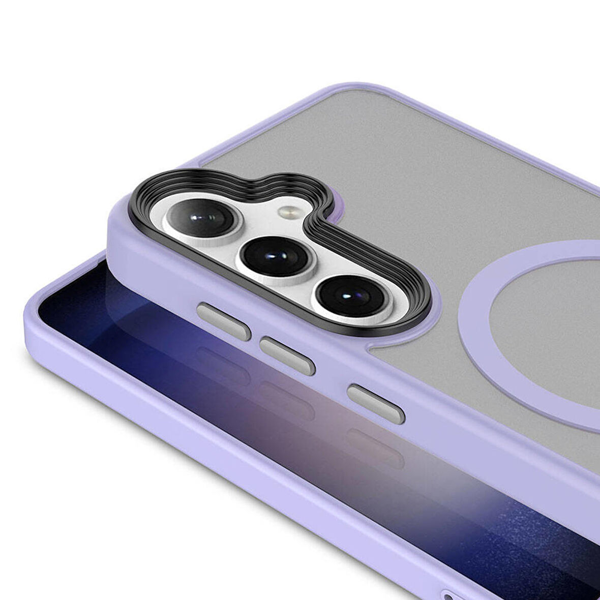 Galaxy S24 Plus Uyumlu Sert PC Arka Yüzey Wireless Şarj Özellikli Zore Flet Magsafe Kapak-Koyu Yeşil
