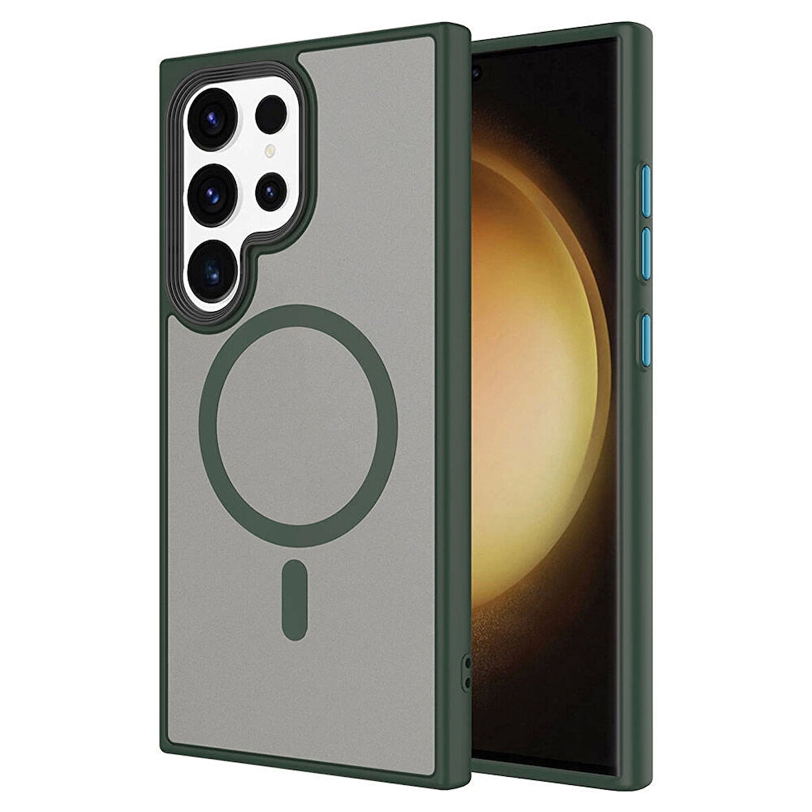 Galaxy S24 Ultra Kılıf Sert PC Arka Yüzey Wireless Şarj Özellikli Zore Flet M-safe Kapak