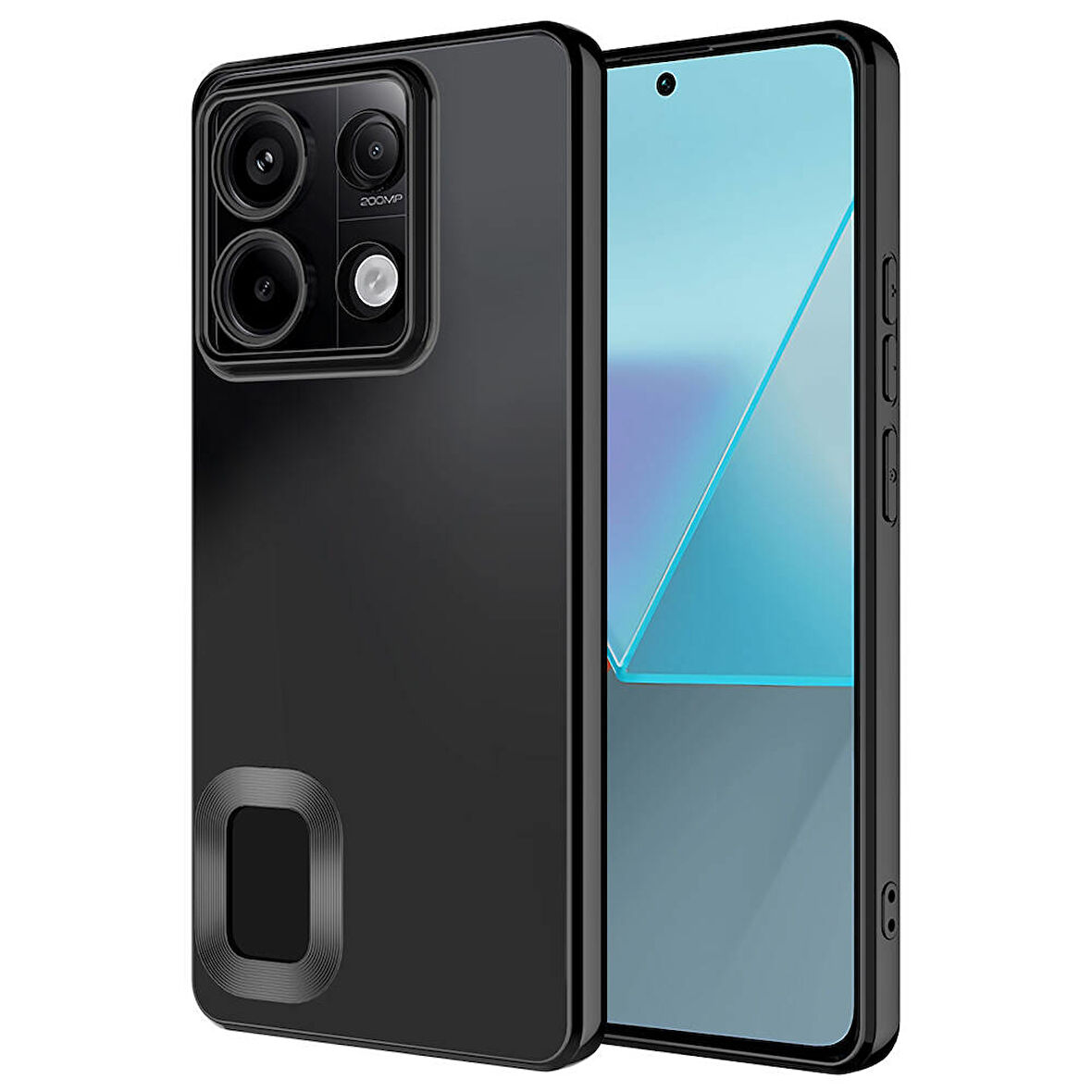 Xiaomi Redmi Note 13 Pro 5G Kılıf Kamera Korumalı Logo Gösteren Zore Omega Kapak-Siyah