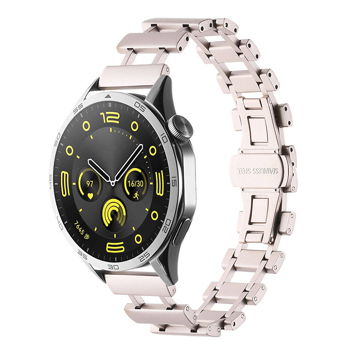 Galaxy Watch 46mm Uyumlu CLO- KRD-96 22mm Metal Kordon-Starlight