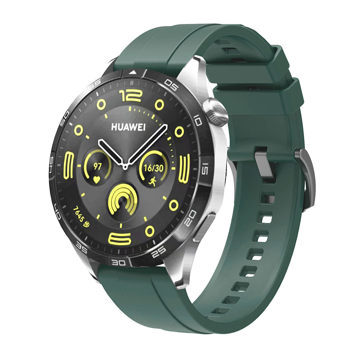Huawei GT4 22mm Uyumlu CLO- KRD-95 Silikon Kordon-Koyu Yeşil