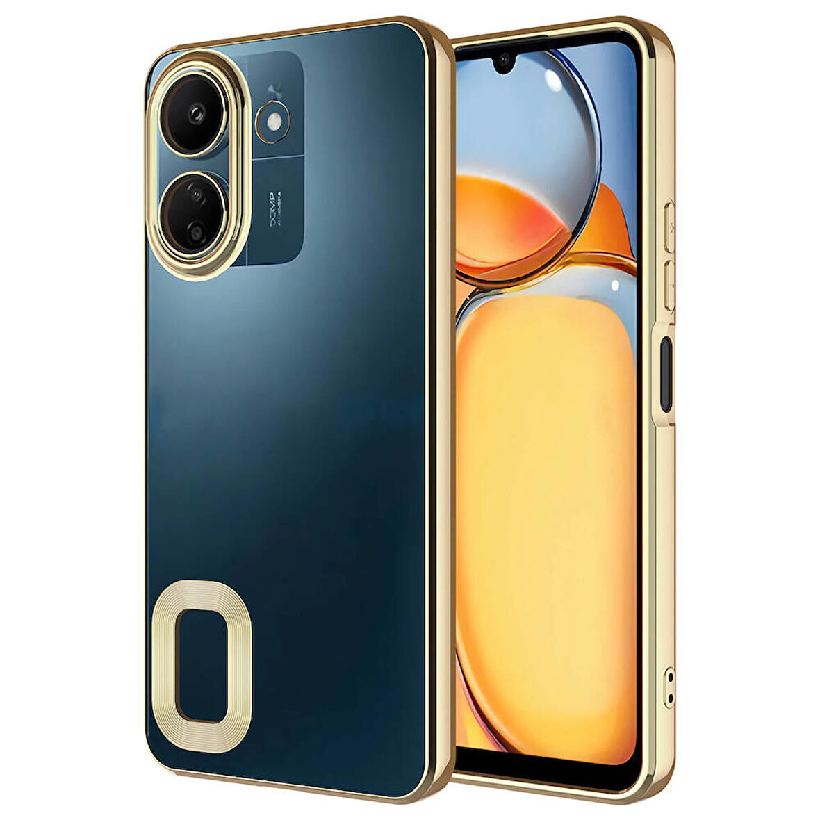 Xiaomi Redmi 13C Kılıf Kamera Korumalı Logo Gösteren Omega Kapak