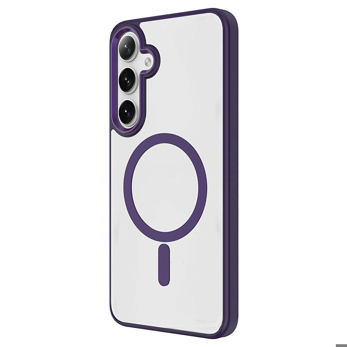 Galaxy S24 Uyumlu Magsafe Şarj Özellikli Krom Magsafe Silikon Zore Kapak-Derin Mor