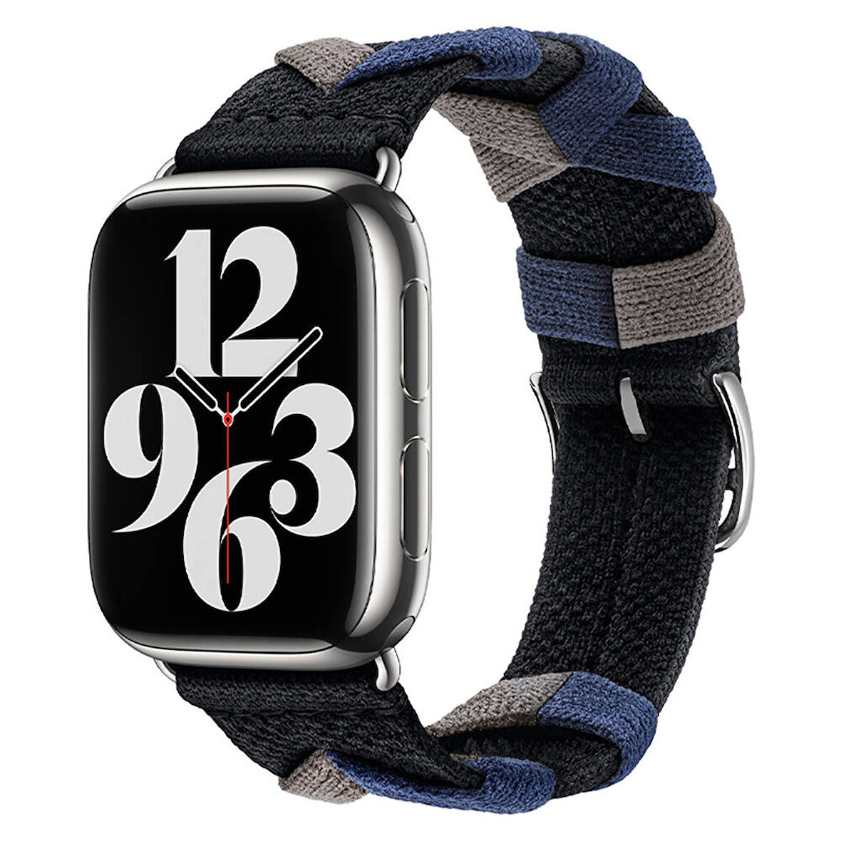 Watch 44mm Uyumlu CLO- KRD-97 Sarmal Örgü Tasarımlı Kordon-Siyah