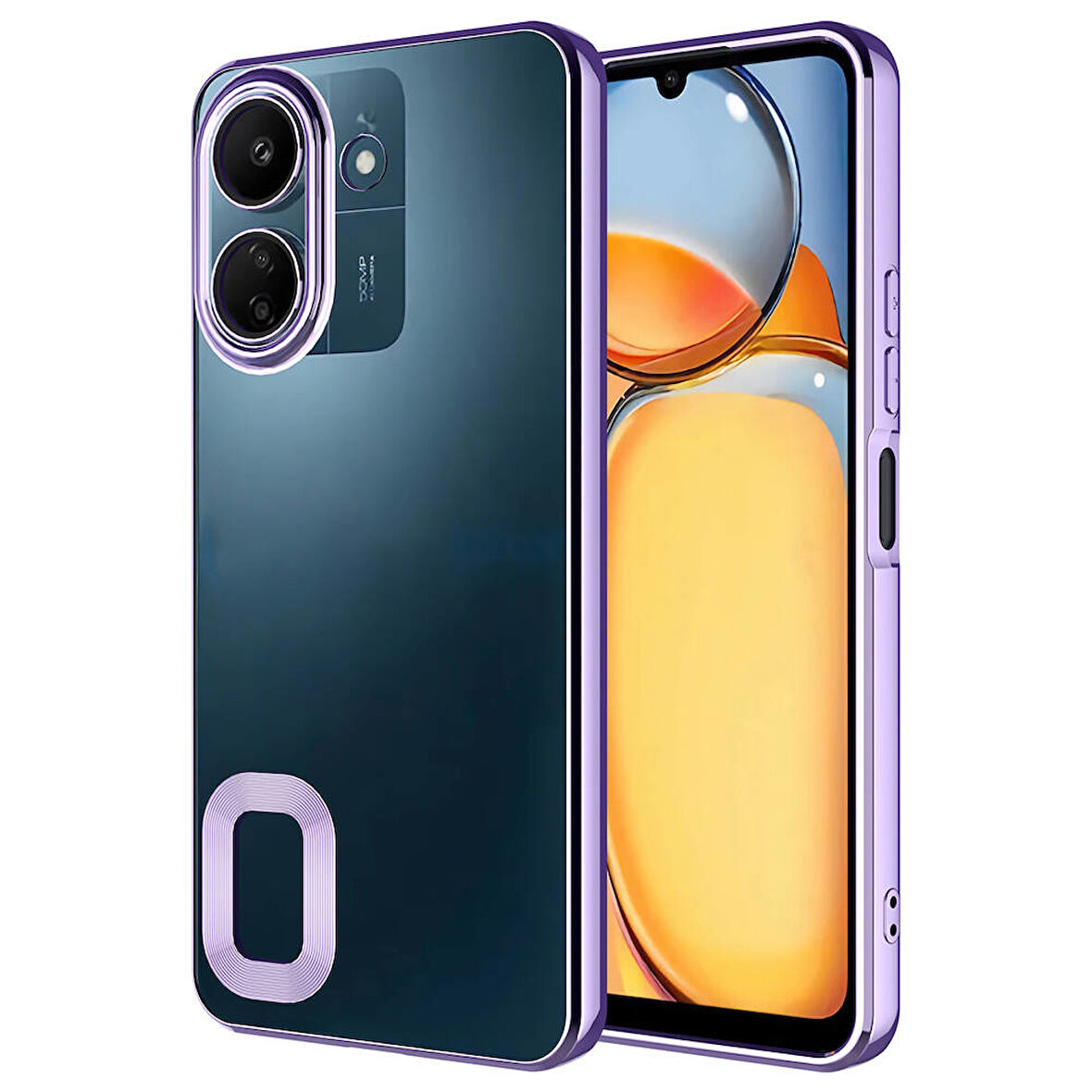Poco C65 Kılıf Kamera Korumalı Logo Gösteren Zore Omega Kapak-Lila