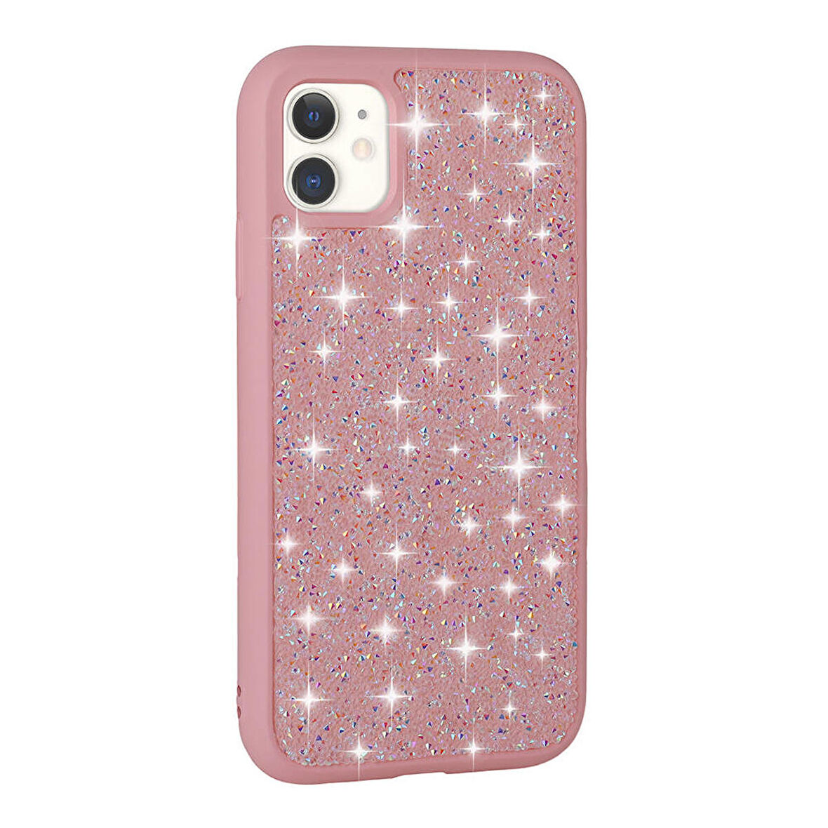 iPhone 11 Uyumlu Parlak Taşlı Tasarım Pırlanta Zore Kapak-Pembe