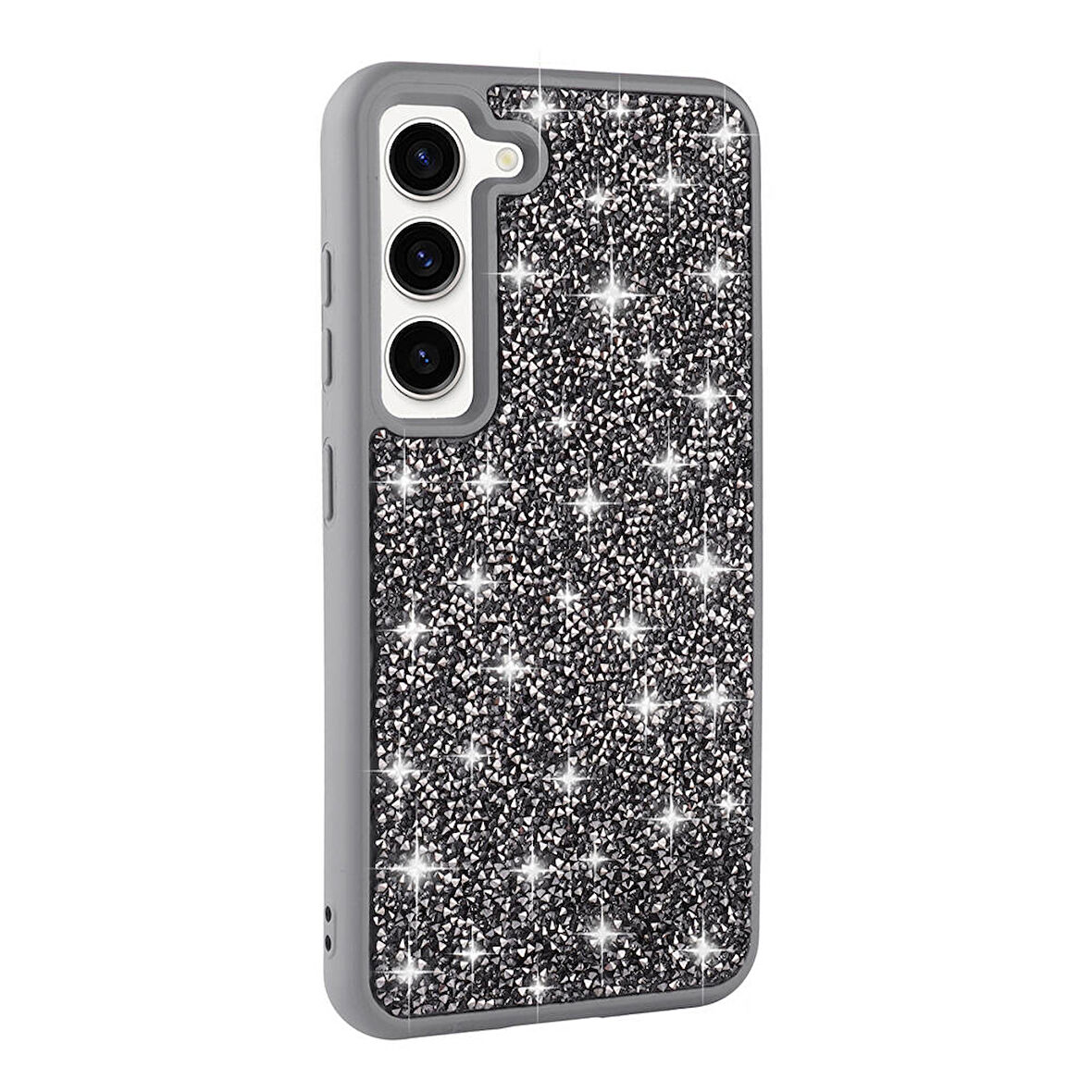 Galaxy S23 Uyumlu Parlak Taşlı Tasarım Pırlanta Zore Kılıf-Gri