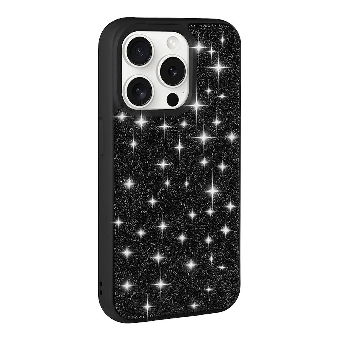 iPhone 15 Pro Kılıf Parlak Taşlı Tasarım Pırlanta Kapak
