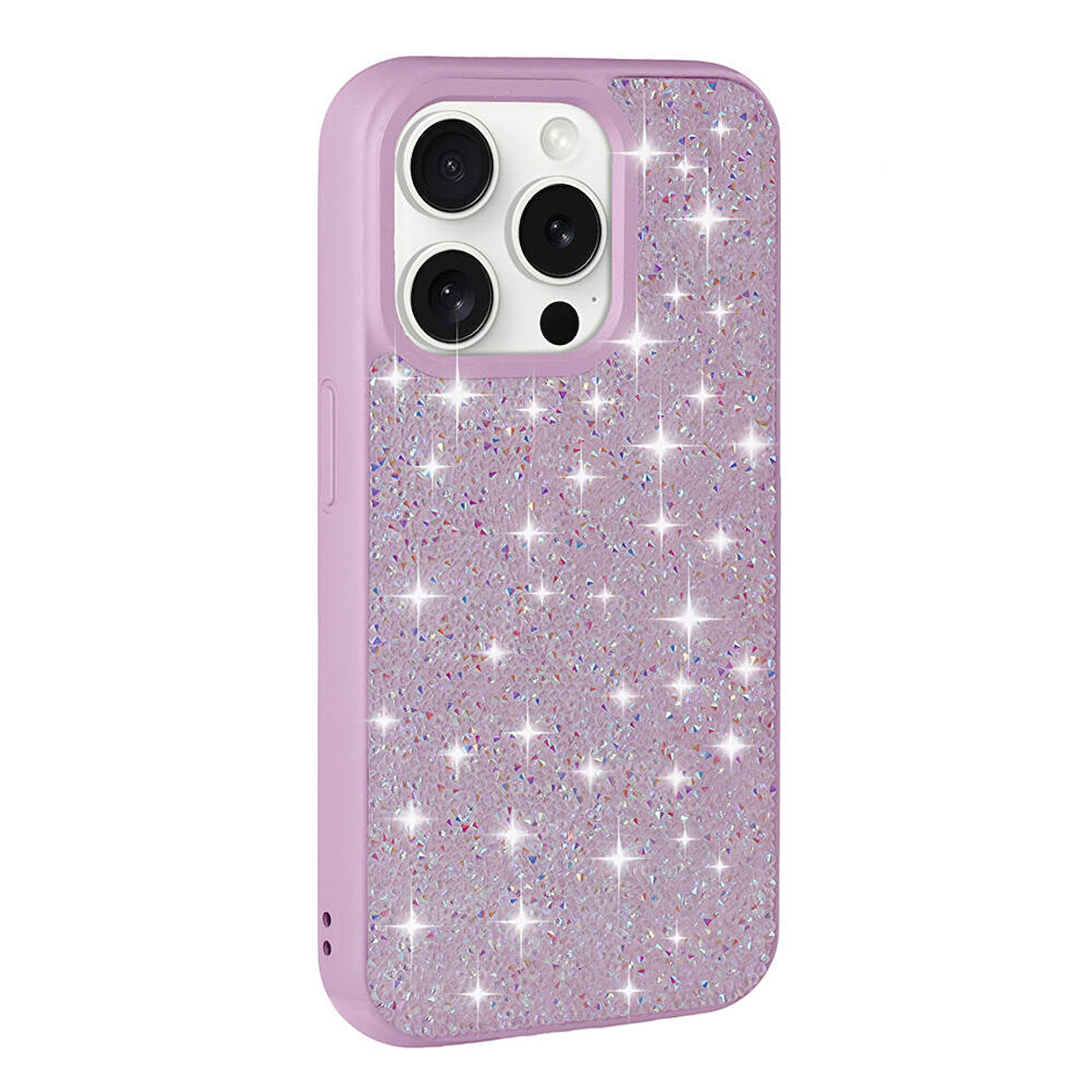 iPhone 15 Pro Uyumlu Parlak Taşlı Tasarım Pırlanta Zore Kılıf-Lila