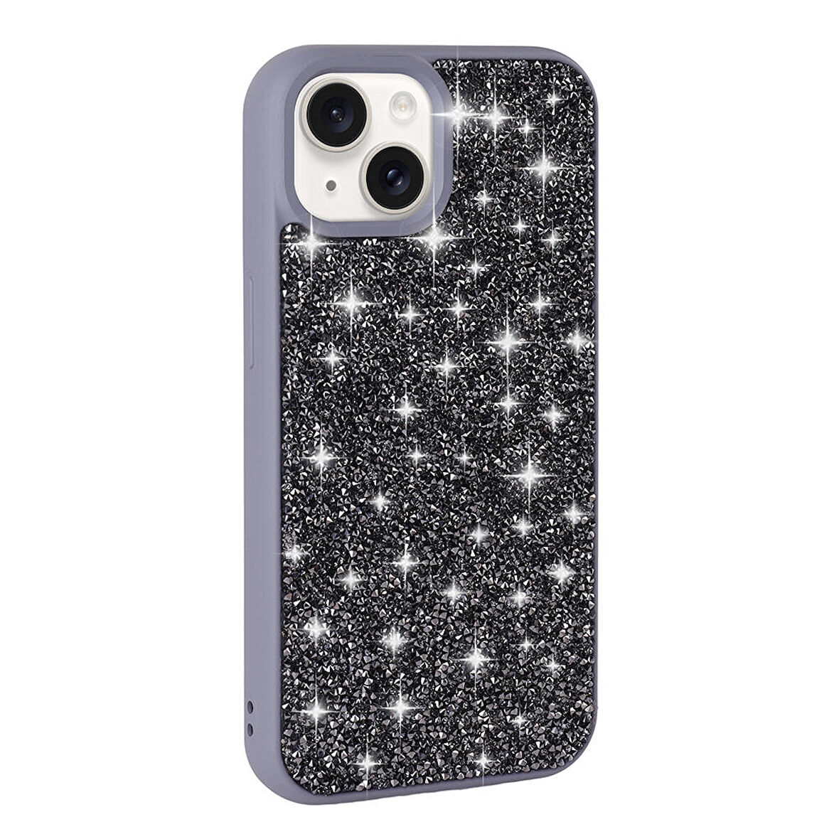 Apple iPhone 15 Plus Kılıf Parlak Taşlı Tasarım Zore Pırlanta Kapak-Gri