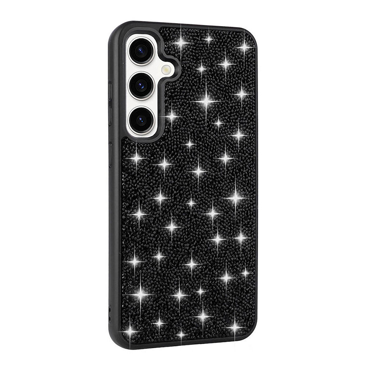 Galaxy S24 Uyumlu Parlak Taşlı Tasarım Pırlanta Zore Kapak-Siyah