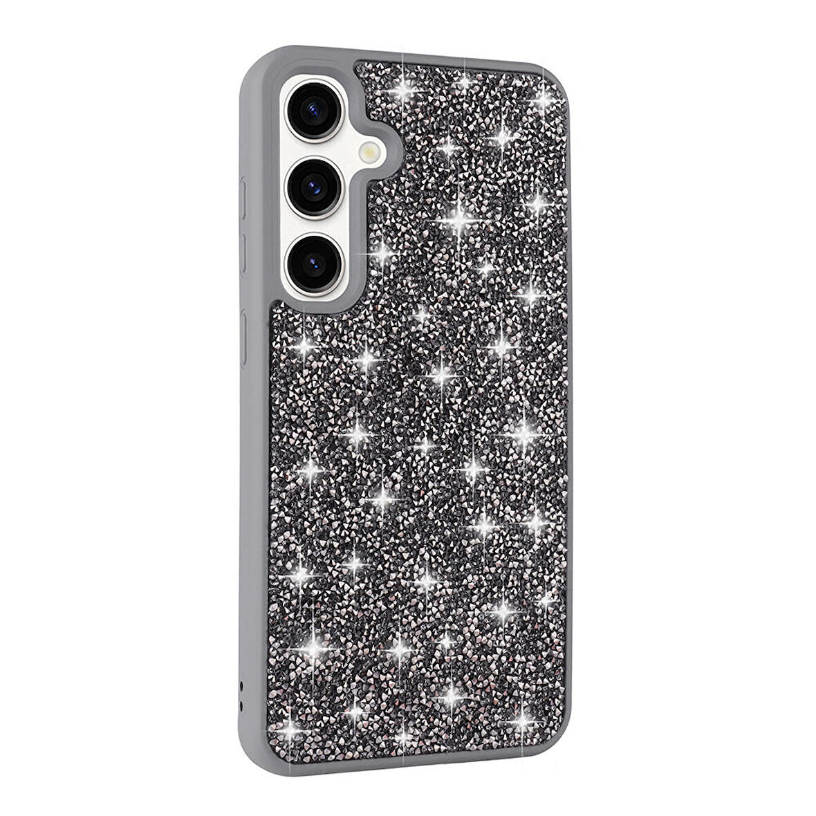 Galaxy S24 Uyumlu Parlak Taşlı Tasarım Pırlanta Zore Kılıf-Gri